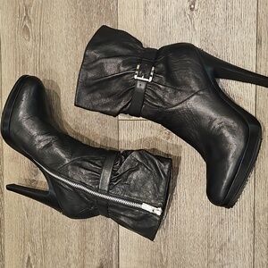 [Like New] MICHAEL KORS Black Leather Stiletto Heeled Boots Sz 10
